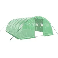 vidaXL Gewächshaus mit Stahlrahmen Grün 24 m² 6x4x2 m