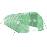 vidaXL Gewächshaus mit Stahlrahmen Grün 24 m² 8x3x2 m