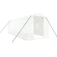 vidaXL Gewächshaus mit Stahlrahmen Weiß 12 m² 6x2x2 m