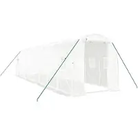 vidaXL Gewächshaus mit Stahlrahmen Weiß 16 m² 8x2x2 m