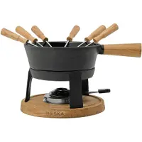 Boska Fondue-Set Pro L Black / Brown / Silver