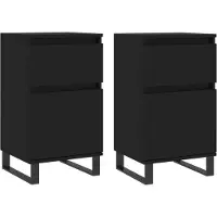 vidaXL Sideboards 2 Stk. Schwarz 40x35x70 cm Holzwerkstoff