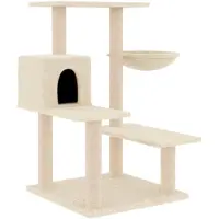 vidaXL Kratzbaum mit Sisal-Kratzsäulen Creme 82,5 cm