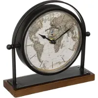 Atmosphera Retro-Tischuhr FLAVIA, Zifferblatt mit Weltkarte, H. 20 cm
