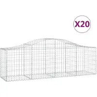 vidaXL Gabionen mit Hochbogen 20 Stk. 200x50x60/80 cm Verzinktes Eisen