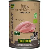 Biofood BF Petfood Organic 100% Huhn Nassfutter für Hund/Katze (Dosen 400 g)