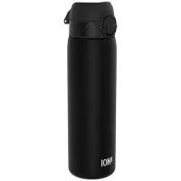 Ion8 Trinkflasche, 500 ml, Auslaufsicher, Einhandöffnung, Sichere Verriegelung, Spülmaschinenfest, BPA-frei, Tragegriff, Klappdeckel, Leicht zu Reinigen, Klimatral, Schwarz
