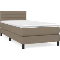vidaXL Boxspringbett mit Matratze Taupe 100x200 cm Stoff