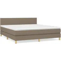 vidaXL Boxspringbett mit Matratze Taupe 180x200 cm Stoff