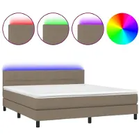 vidaXL Boxspringbett mit Matratze & LED Taupe 160x200 cm Stoff