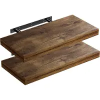 Casaria 2x Wandregal dunkle Eiche mit Halterung 50cm Schwebend