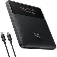 Baseus Powerbank Blade, 20000 mAh, PD 100W, ultradünn, 2 x USB; 2 x USB Type-C, digitaler Display zur Anzeige des Batteriestatus, Gesamtstromstärke 5A, schwarz, "PPBL000301" - 6932172628031