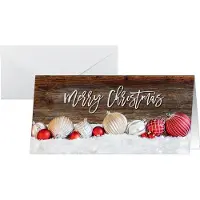Sigel Weihnachtsmotiv-Karte "Red and white Christmas with dark wood", DIN lang (2/3 A4), 250g/m², 25 Stück, Weißkarton, Inkjet- & Laserdrucker
