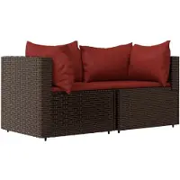 vidaXL Garten-Ecksofas mit Kissen 2 Stk. Braun Poly Rattan