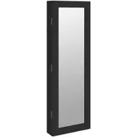 vidaXL Schmuckschrank mit Spiegel Wandmontage Schwarz 30x8,5x90 cm