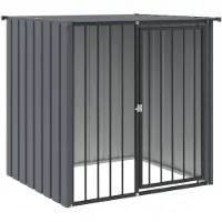 vidaXL Hundehütte mit Dach Schwarz 110x103x109 cm Verzinkter Stahl