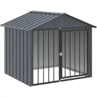 vidaXL Hundehütte mit Dach Schwarz 117x103x102 cm Verzinkter Stahl