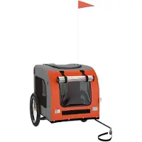 vidaXL Fahrradanhänger Hunde Orange und Grau Oxford-Gewebe & Eisen