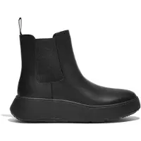 FitFlop Damen Leder Flatform Chelsea Stiefel All Black