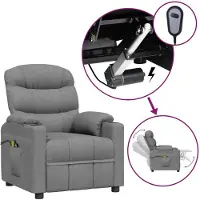 vidaXL Massagesessel Elektrisch Hellgrau Stoff
