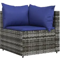 vidaXL Garten-Ecksofa mit Kissen Grau Poly Rattan