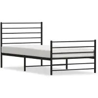 vidaXL Bettgestell mit Kopf- und Fußteil Metall Schwarz 90x200 cm