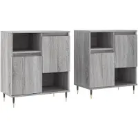 vidaXL Sideboards 2 Stk. Grau Sonoma Holzwerkstoff
