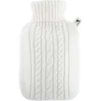 HUGOFROSCH Hugo-Frosch Wärmflasche Klassik Strick, 1,8 Liter, weiß, aus PVC, mit abnehmbarem Strickbezug
