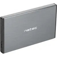 Natec Rhino GO, HDD / SSD-Gehäuse, 2.5", Serial ATA III, 6 Gbit/s, USB Anschluss, Grau