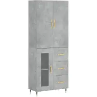 vidaXL Highboard Betongrau 69,5x34x180 cm Holzwerkstoff