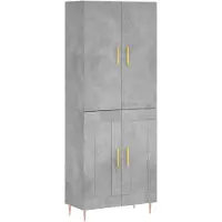 vidaXL Highboard Betongrau 69,5x34x180 cm Holzwerkstoff