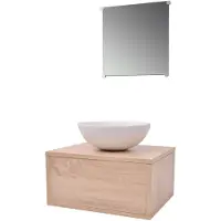 vidaXL 3-tlg. Badmöbel und Waschbecken Set Beige