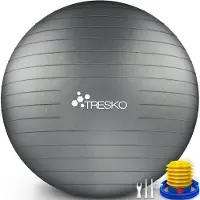 Tresko Gymnastikball Anti-Burst, mit Luftpumpe, Ø 65 cm, grau, belastbar bis 300 kg