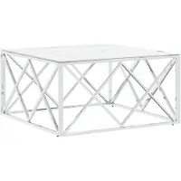 vidaXL Couchtisch Silbern 80x80x40 cm Edelstahl und Glas