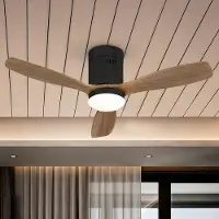Schuller Valencia LED-Deckenventilator Siroco Mini, DC, leise, schwarz/walnuss dimmbar, Holz dunkel, für Wohn- / Esszimmer, Holz, Modern