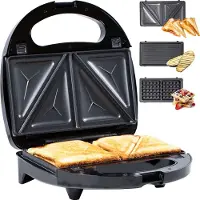 GADGY Toasti-Gerät - Waffeleisen - Grillgerät - 3 in 1 - austauschbare Platten - Toasti-Eisen - 800 Watt