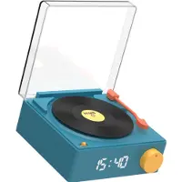 Mobility On Board , VS-80 Bluetooth-Lautsprecher im Retro-Look mit 5W Plattenspieler und Wecker, Blau
