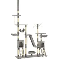 vidaXL Katzen-Kratzbaum mit Sisal-Kratzsäulen 230 - 250 cm Grau