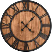 vidaXL Wanduhr Vintage mit Quarzwerk Holz und Metall 60 cm XXL
