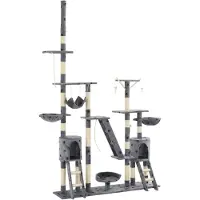 vidaXL Katzen-Kratzbaum Sisal 230-250 cm Pfoten-Aufdruck Grau