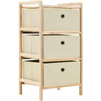 vidaXL - Aufbewahrungsmöbel - mit - 3 - Stoff - Körbe - Zedernholz - beige