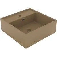 vidaXL Luxus-Waschbecken Überlauf Quadratisch Matt Creme 41x41 cm