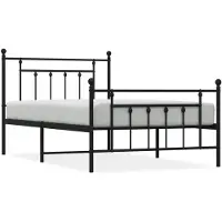 vidaXL Bettgestell mit Kopf- und Fußteil Metall Schwarz 100x200 cm