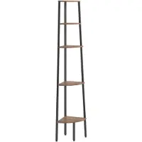 vidaXL Eckregal mit 5 Böden Dunkelbraun und Schwarz 45,5x31,5x180 cm