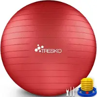 Tresko Gymnastikball Anti-Burst, mit Luftpumpe, Ø 65 cm, rot, belastbar bis 300 kg