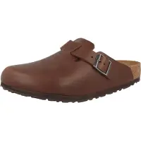 Birkenstock für Herren. 1023449 Leder-Clogs Boston Grip (Reguläre Passform) Natural Roast (42), Braun, Wohnung, Schnalle, Lässig