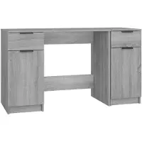 vidaXL Schreibtisch mit Beistellschrank Grau Sonoma Holzwerkstoff