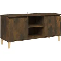vidaXL TV-Schrank mit Massivholz-Beinen Räuchereiche 103,5x35x50 cm