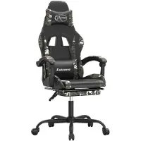 vidaXL Gamingstuhl mit Fußstütze Drehbar Schwarz Tarnfarben Kunstleder