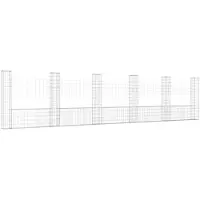 vidaXL Gabionenkorb U-Form mit 6 Säulen Eisen 620x20x150 cm